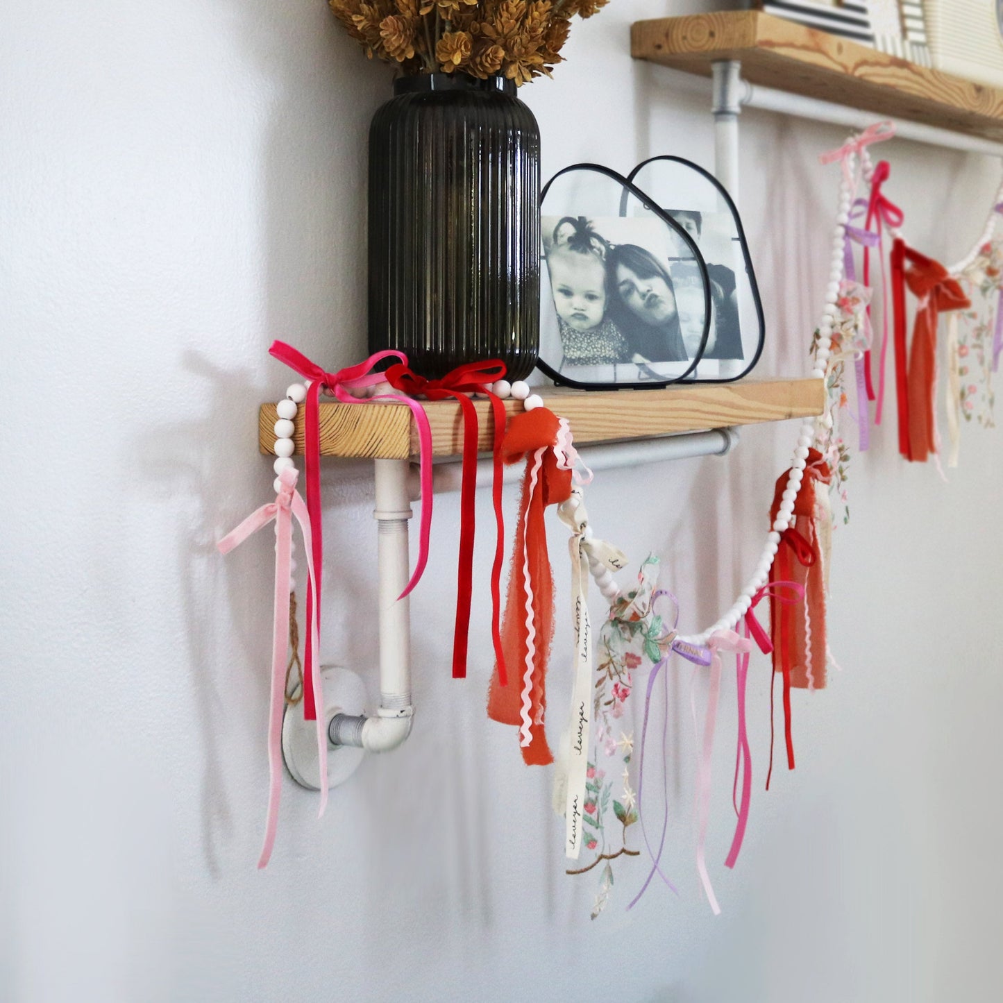 Pink Valentine's Day Garland | pink velvet bow garland Hööshold