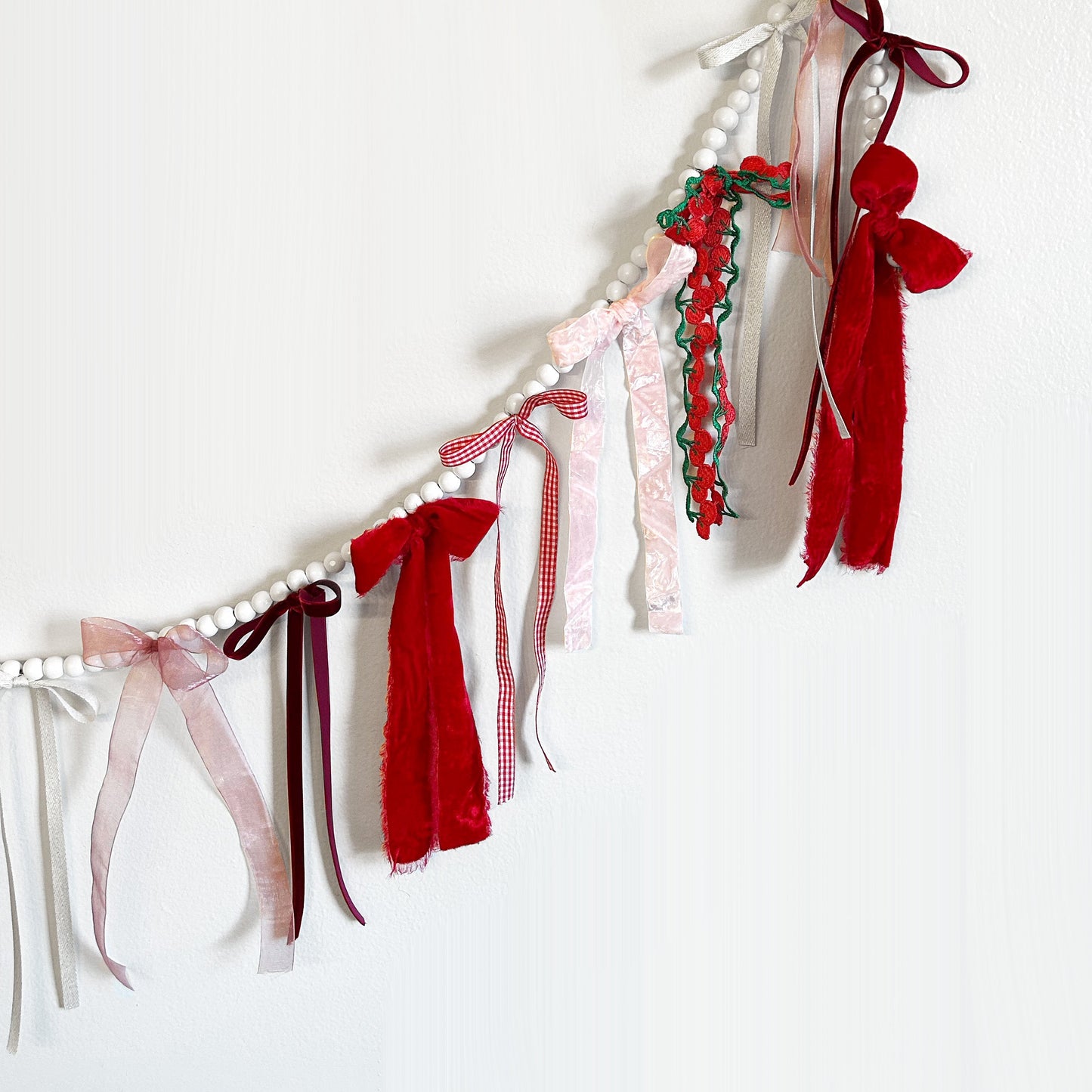 Red Christmas Garland | velvet bow garland My Store
