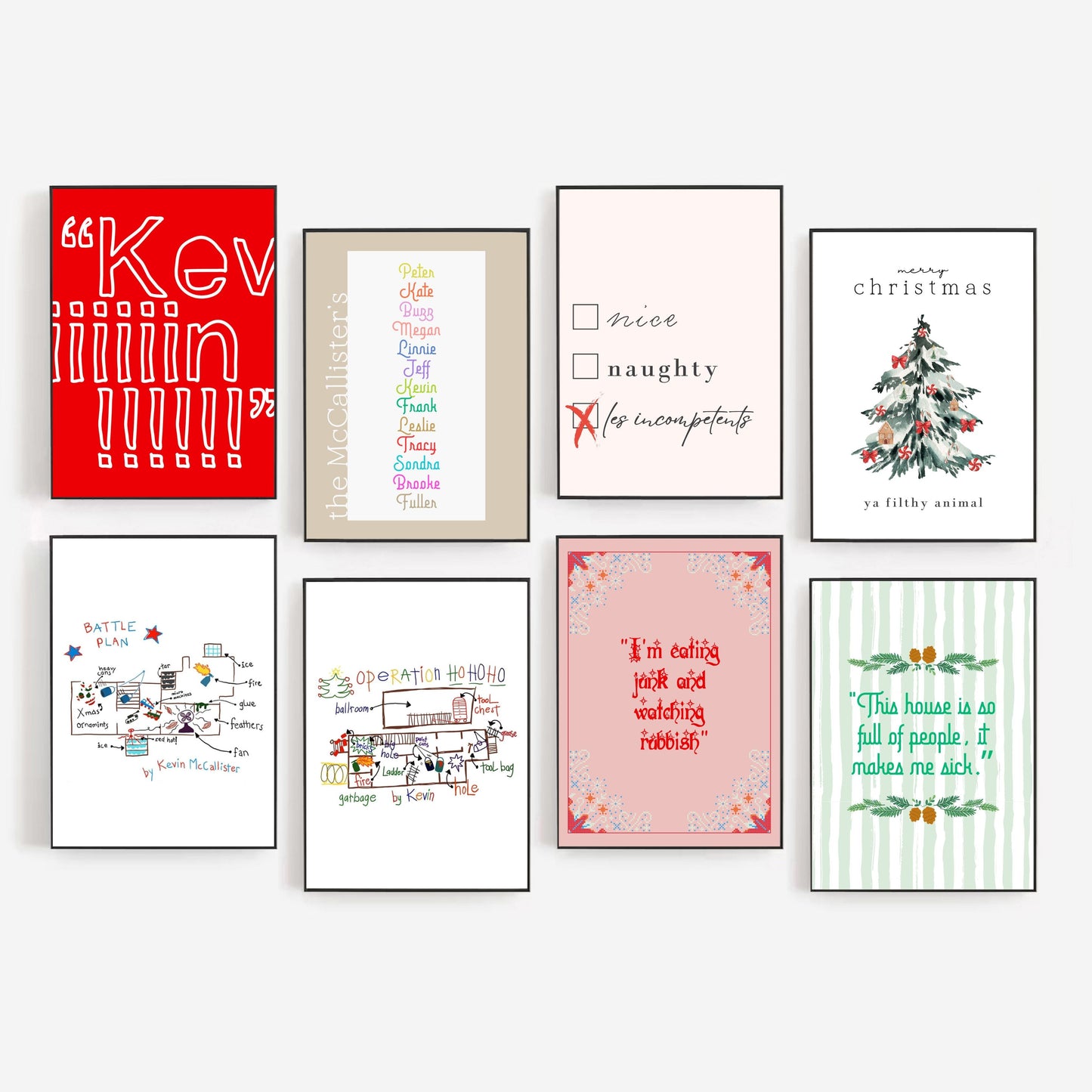 Home Alone Movie Poster Set | Christmas Wall Art Hooshold