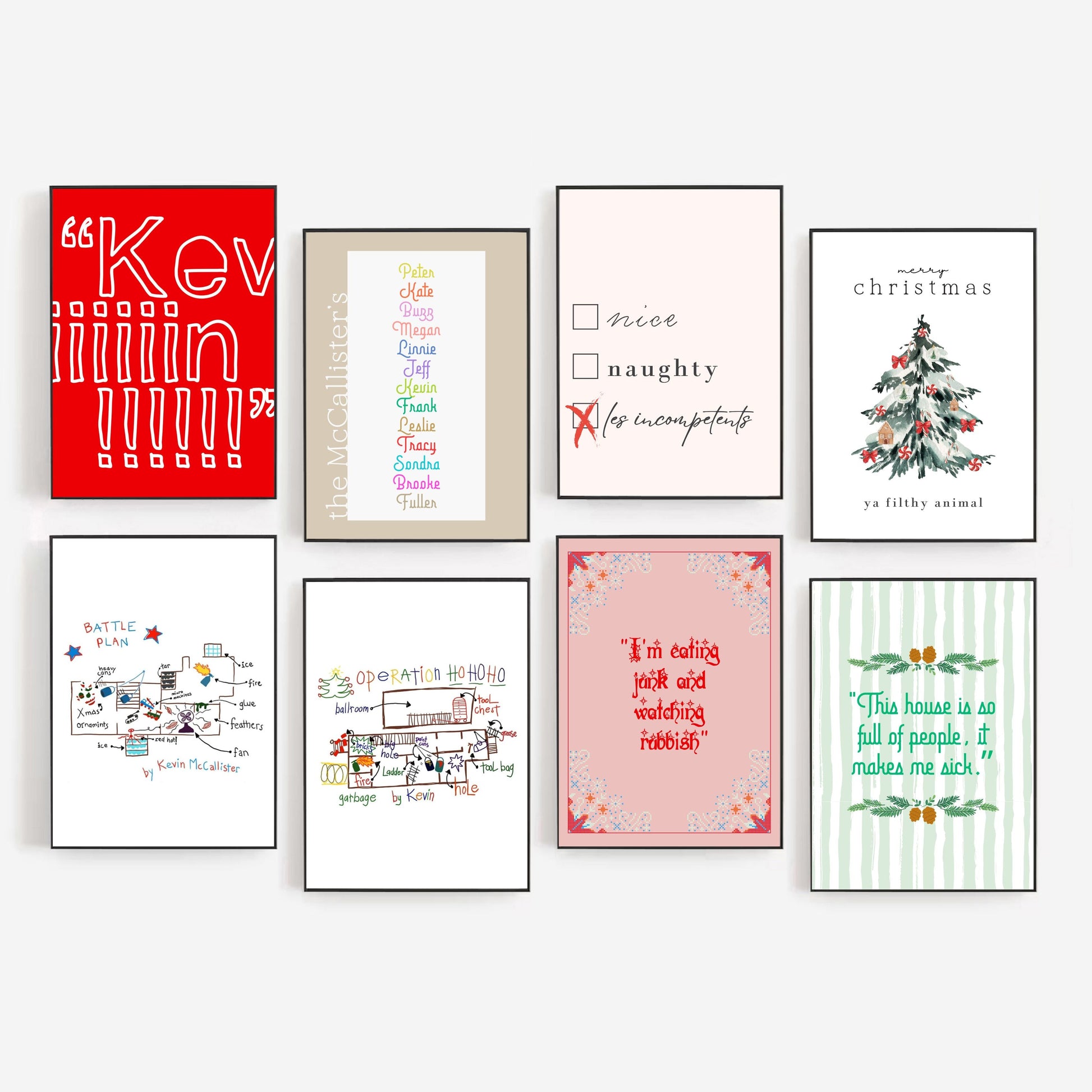 Home Alone Movie Poster Set | Christmas Wall Art Hooshold